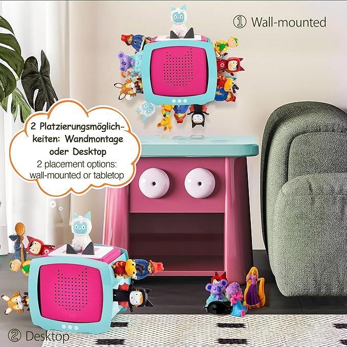 Tonies Storage Shelf for Tonies Box Organizer & Tonies Figures – Magnetic Metal Floating Shelves for 25~35 Tonies Characters ＆ Toniebox 1/2 Player, Designed for Kids' Gifts, TV Shape