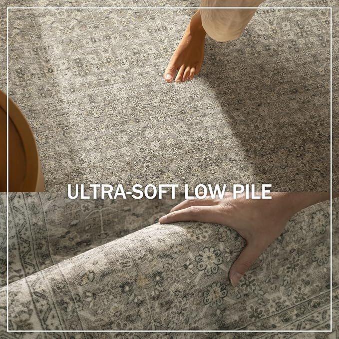 Machine Washable Kitchen Runner Rugs: 2'6"x8' Hallway Rug Stain Resistant Non Slip Low Pile Soft Carpet Runners for Hallways Indoor Entryway Kitchen Laundry Room Bedroom Bathroom Farmhouse