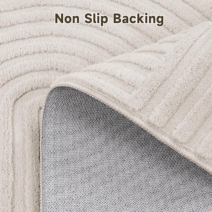 Pauwer 3x12 Washable Area Rugs for Living Room Modern Beige Solid Color Soft Fluffy Rugs for Bedroom Non Slip Boho Accent Indoor Mat Floor Carpet Cover for Kids Dining Room Kitchen Office