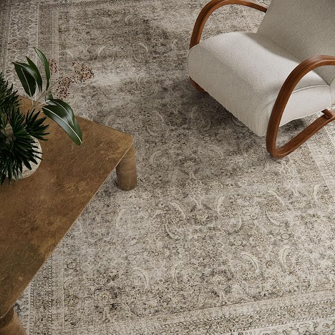 Washable Area Rugs for Living Room: 6x9 Bedroom Rug Boho Vintage Area Rug Stain Resistant Non Slip Low Pile Lightweight Soft Carpets for Dining Room Kitchen Nursery Kids Room Farmhouse