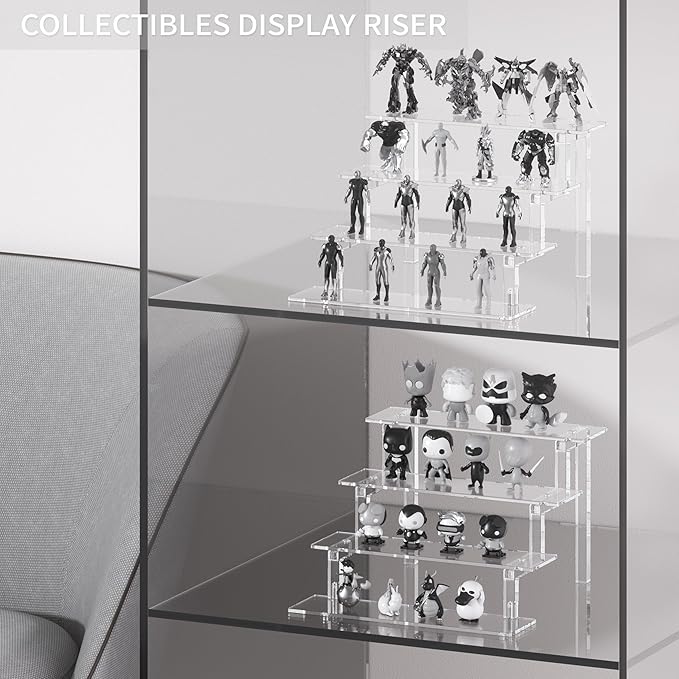 Kcrystenia Perfume Organizer Stand, 4 Tier Display Riser Shelf Compatible with Funko POPs Amiibo Nendoroids, Clear Acrylic Risers Display Stand, Lotion Holder Cupcake Shelf Shot Glass