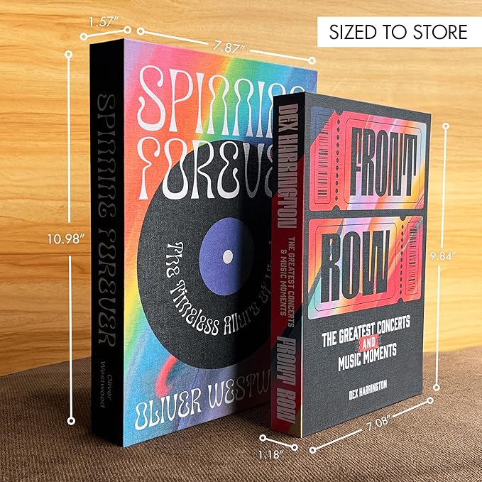 MESMOS Set of 2 Decorative Vintage Coffee Table Books for Music Lovers, Hardcover Fake Books for Decoration, Storage Box & Bookshelf Decor, Vinyl Record & Art Pop Culture Style Home Decoration