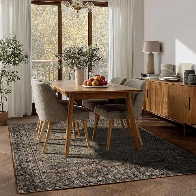 Ruaruarug Area Rug Non Slip Machine Washable Ultra Soft Living Room/Bedroom/Kitchen/Outdoor/Classroom Vintage Brown, 4'×6'