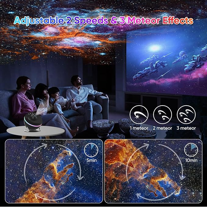 Galaxy Projector, 13 in 1 HD Planetarium Star Projector for Bedroom with Meteor Milky Way, Space Ceiling Starry Night Light Projector for Kid Adult, Led Galaxy Light with Timer, Ideal Gift (Black)