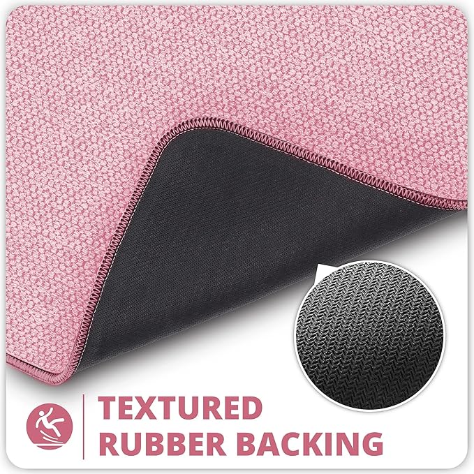 Bosap Bath Mat,Ultra Thin Bathroom Rugs,Rubber Bath Mats for Bathroom,No Slip Bath Rugs,Quick Dry,Machine Washable,Low Pile,Absorbent,Shower Outside,Sink,Home Decor Accessories.Pink,2'x3'(24x36inch)