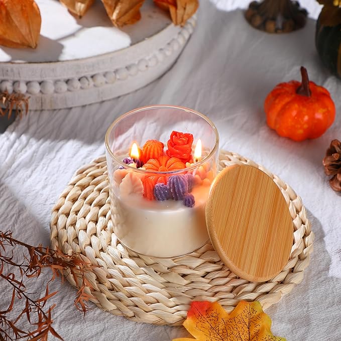 Tondiamo Fall Pumpkin Candle Gift, Thanksgiving 3.15 Inch Scented Decorative Pumpkin Succulent Cactus Terrarium for Autumn Halloween Party Favors Home Decoration Gifts