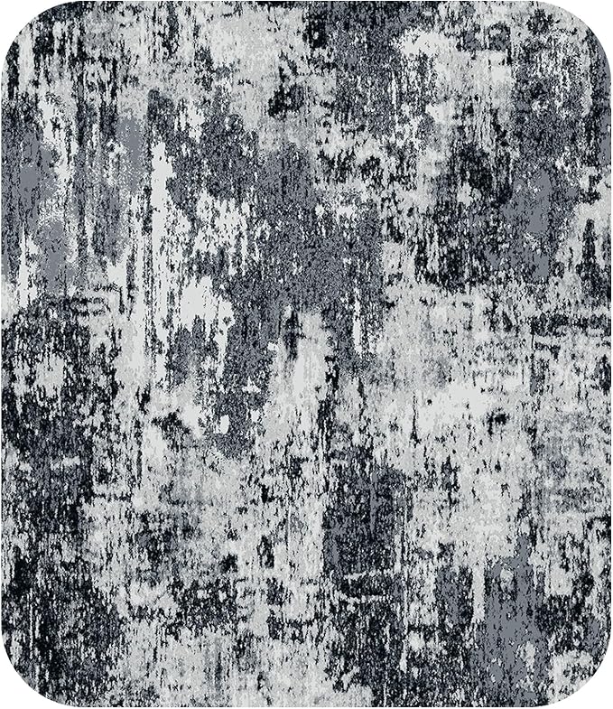 RELEANY Washable Area Rugs 6ft Non-Slip Modern Abstract Soft for Living Room Entryway Bedroom Nursery, Print Pattern, Black Navy Blue Gray