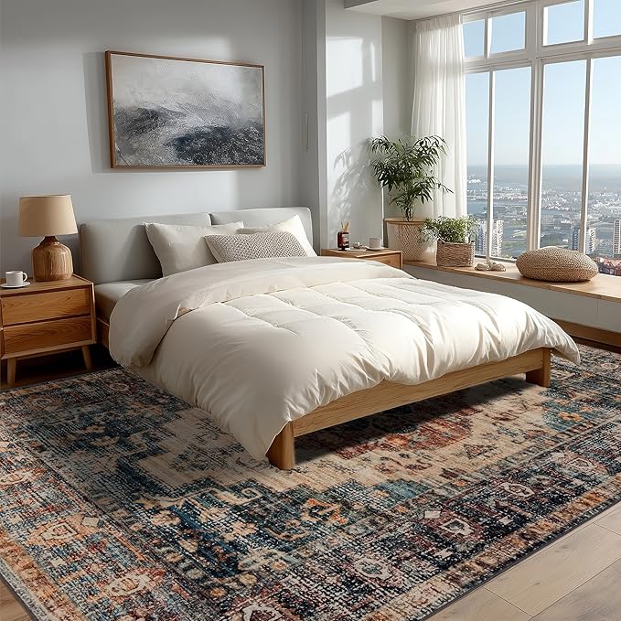 Ruaruarug Area Rug for Living Room Bedroom, Washable Non-Slip Foldable Waterproof, Soft for Office Dining Room Kids, Fluffy Easy to Clean, Decor Aesthetic Brown, 8'×10'