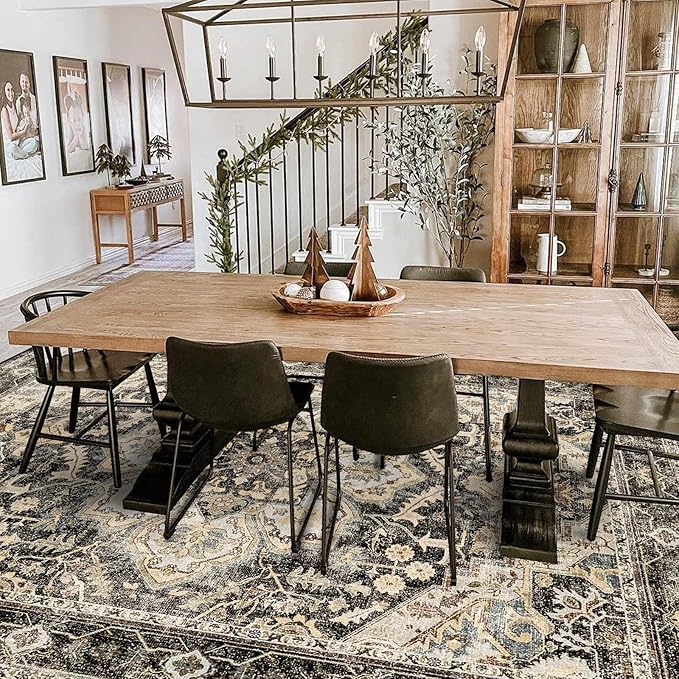 TOPRUUG Washable Area Rugs 8x10 - Large Rugs for Living Room Non-Slip Non-Shedding Thin Carpet for Bedroom Kitchen Stain and Water Resistant Indoor Carpets (Black/Grey, 8x10)