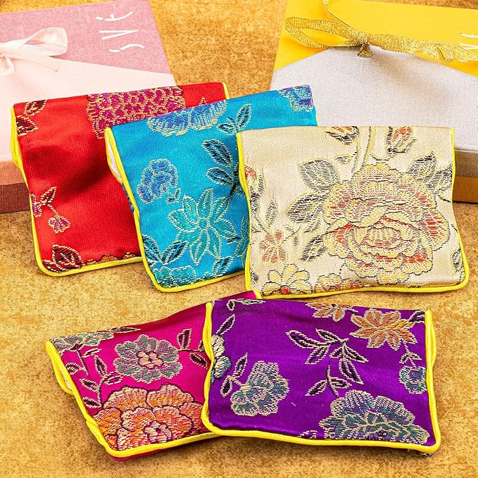 OceeK Travel Jewelry Case,Jewelry Silk Purse Pouch Gift Case, for Women Teen Girl Gifts,Color,15 Pack,Small