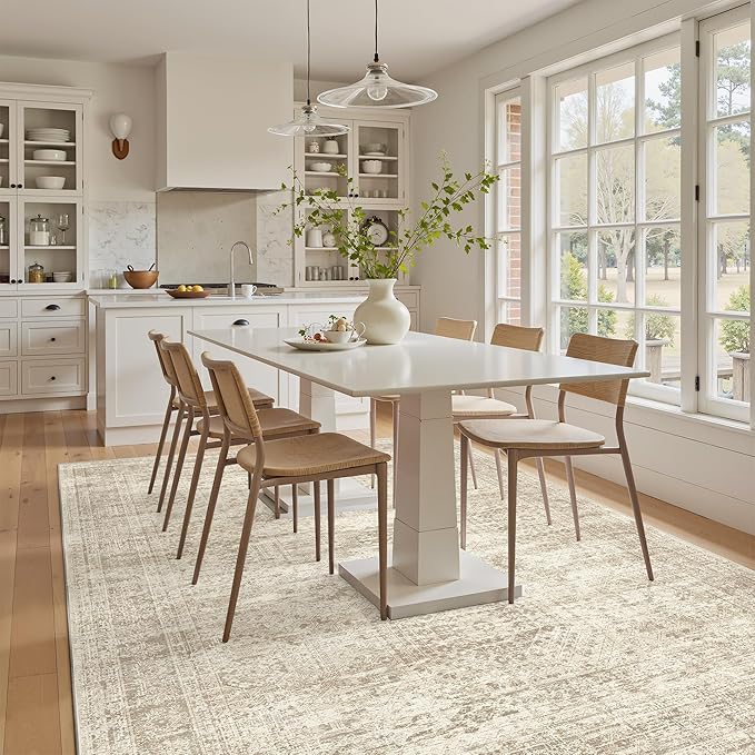 Soalmost 6x9 Area Rug for Living Room Washable 6x9 Rug Non-Slip Modern Rugs for Bedroom Dinning Room Ultra-Thin Indoor Beige Rug