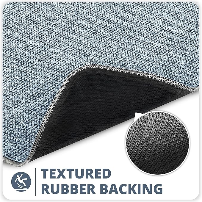 Bosap Bath Mat,Ultra Thin Bathroom Rugs,Rubber Bath Mats for Bathroom,No Slip Bath Rugs,Quick Dry,Machine Washable,Low Pile,Absorbent,Shower Outside,Sink,Home Decor Accessories.Blue,2'x3'(24x36inch)
