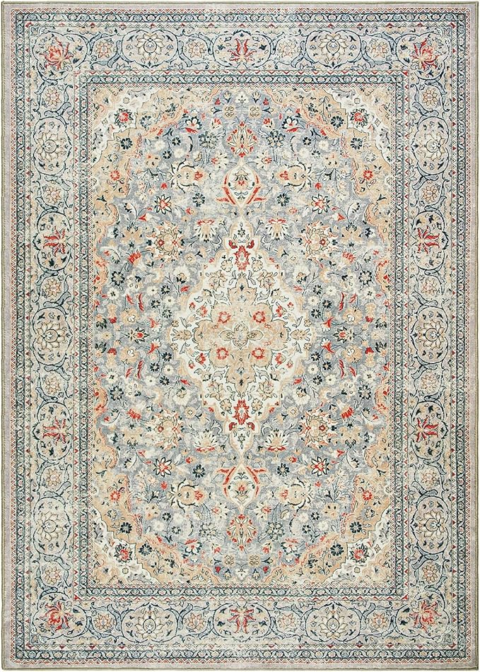 Goideal Washable Entry Rug 2x3, Beige Small Area Rugs Non Slip, Indoor Low Pile Carpet with Rubber Backing for Bathroom Kitchen Entryway Office