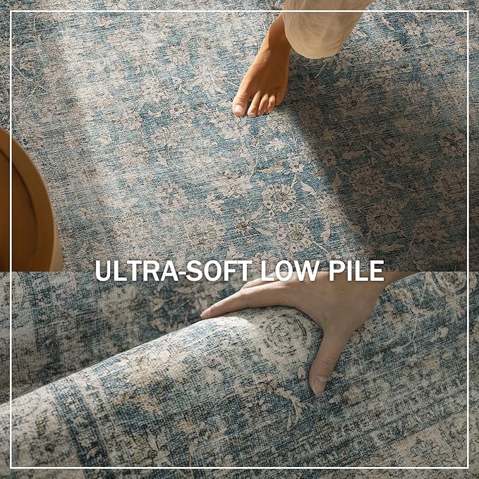 Machine Washable Rug Runners for Hallways: 2'6"x8' Kitchen Rugs Stain Resistant Non Slip Low Pile Soft Boho Carpet Runners for Hallways Bedroom Entryway Indoor Beside Bathroom Farmhouse