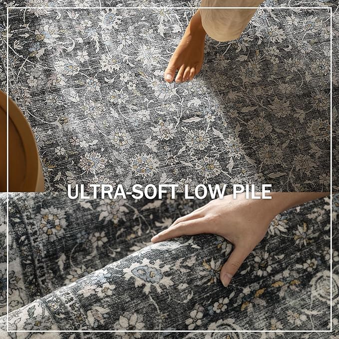 Runner Rug Washable Kitchen Runner: 2'x 6' Hallway Runner Rugs Stain Resistant Non Slip Low Pile Soft Boho Carpet Runners for Hallways Bedroom Entryway Indoor Beside Bathroom Laundry Room