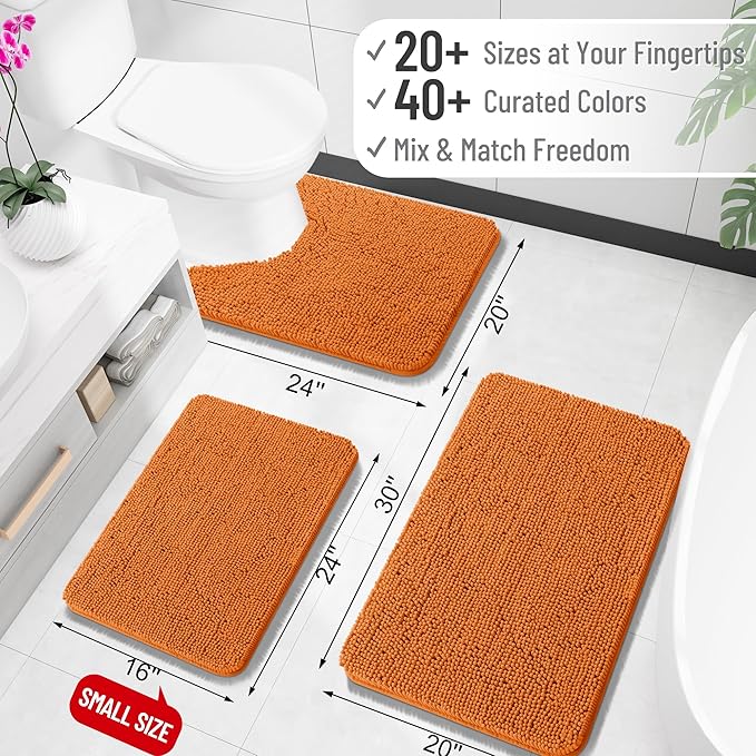 OLANLY Bathroom Rugs 34x21, Extra Soft Absorbent Chenille Bath Rugs, Rubber Backing Quick Dry, Machine Washable Bath Mats for Bathroom Floor, Tub and Shower, Home Decor Accessories, Clay