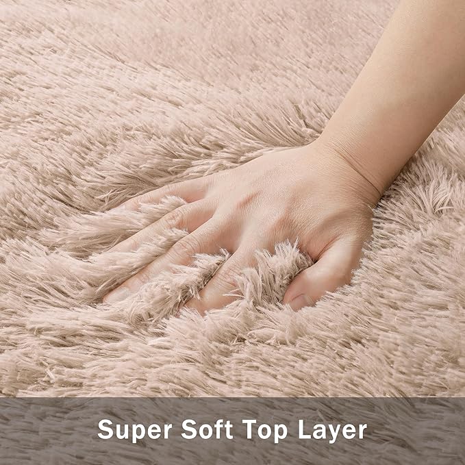 8x10 Area Rug for Living Room:Ultra Soft Fluffy Shag Beige Rugs,Large Fuzzy Plush Indoor Non Slip Carpet Washable Rug for Bedroom Kids Nursery Office Dorm Modern Decor(Beige 8'x10')