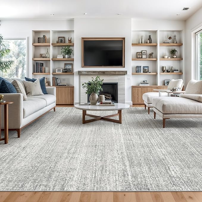 Valenrug Washable Rugs 4x6 - Stain Resistant 4x6 Area Rugs for Living Room, Non Slip Backing Printed Rugs for Bedroom, Folable Machine Washable Area Rug(4'x6', Grey)