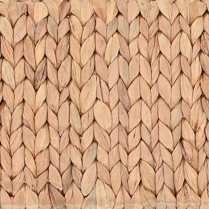 happimess TRY2000A-3SET Rowan Bohemian Cottage Handwoven Hyacinth Rectangular Decorative Basket Trays with Handles, Natural (Set of 3) for Storage and Decoration in Bathroom, Bedroom, Living Room