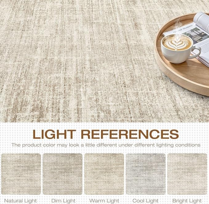 5x7 Area Rugs Living Room: Washable Large Neutral Beige Rug Abstract Soft Modern Stain Resistant Indoor Floor Non-Slip Carpet for Bedroom Nursery Kids Office Playroom Dining Room Under Table Home