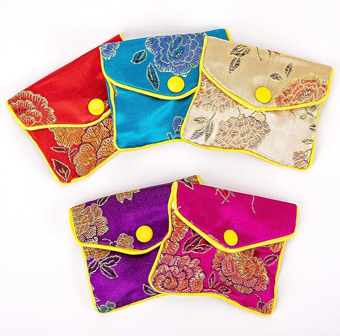 OceeK Travel Jewelry Case,Jewelry Silk Purse Pouch Gift Case, for Women Teen Girl Gifts,Color,15 Pack,Small