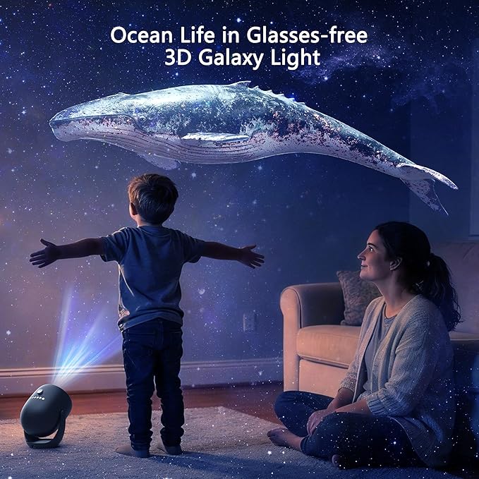 AIRIVO 3D Galaxy Projector, 3D Visual Star Projector with 90 3D Scenes, Planetarium Projector with Bluetooth Speaker, Moving Stars, Night Light Projector for Room Decor, Kids Adults, Christmas, Black
