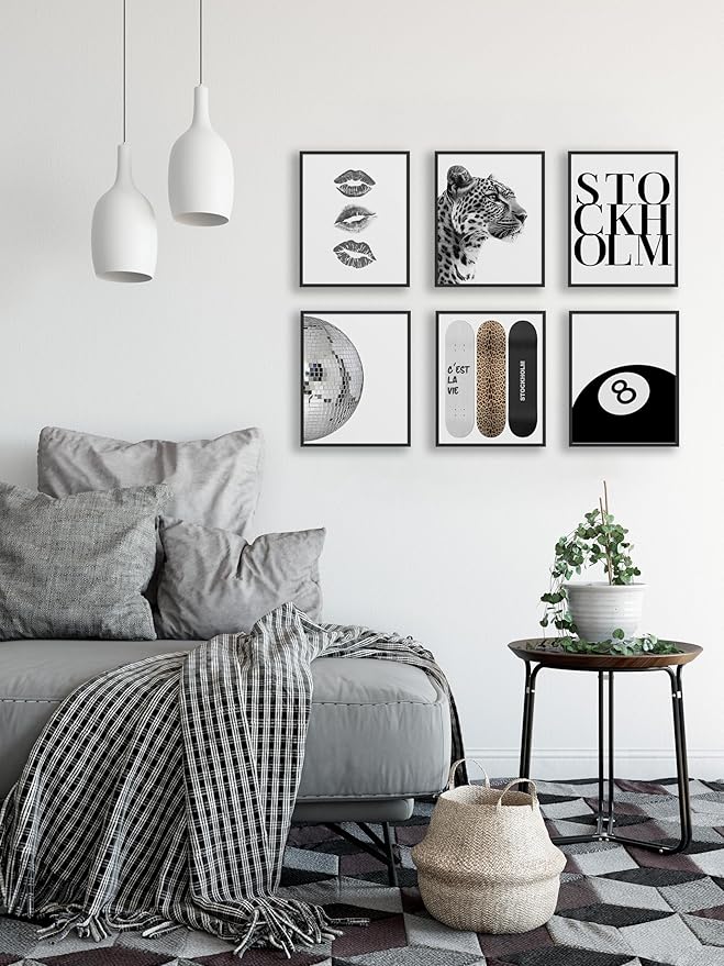 TwoDays Stockholm Style Room Decor for Women, Chic Trendy Wall Art for Living Room Aesthetic, Luxury Fashion Posters for Home Bedroom Apartment Dorm (8" X 10", Set of 6, UNFRAMED)