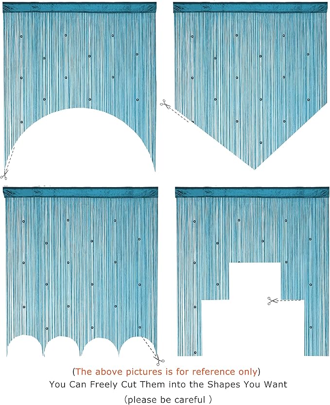YaoYue Beaded Curtain Door String Curtains for Doorway Tassels Beads Hanging Fringe Hippie Room Divider Window Hallway Entrance Wall Closet Bedroom Privacy Decor (Lake Blue, 100×280cm)