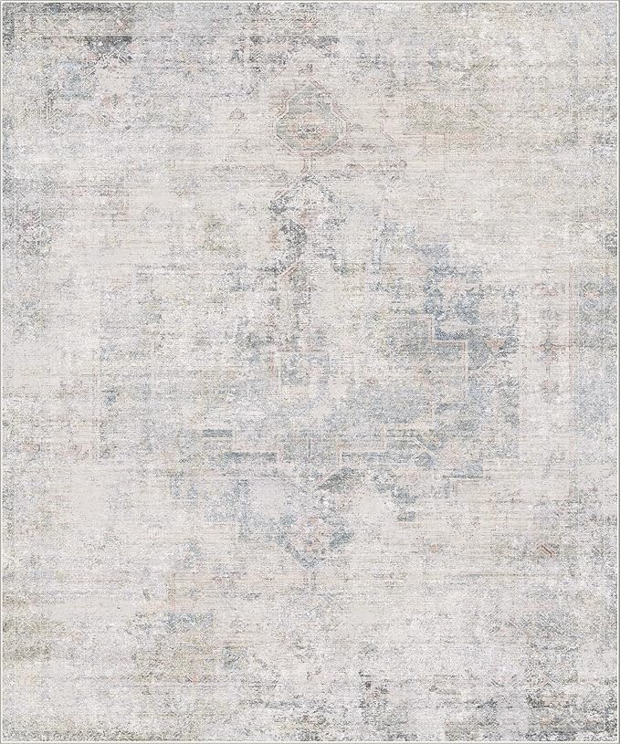 Hazo Haus Modern Living Room Rug - 10x12 Large Area Rug for Dining Room Table, Classroom, Slate Blue Grey, Lightweight, Soft & Foldable