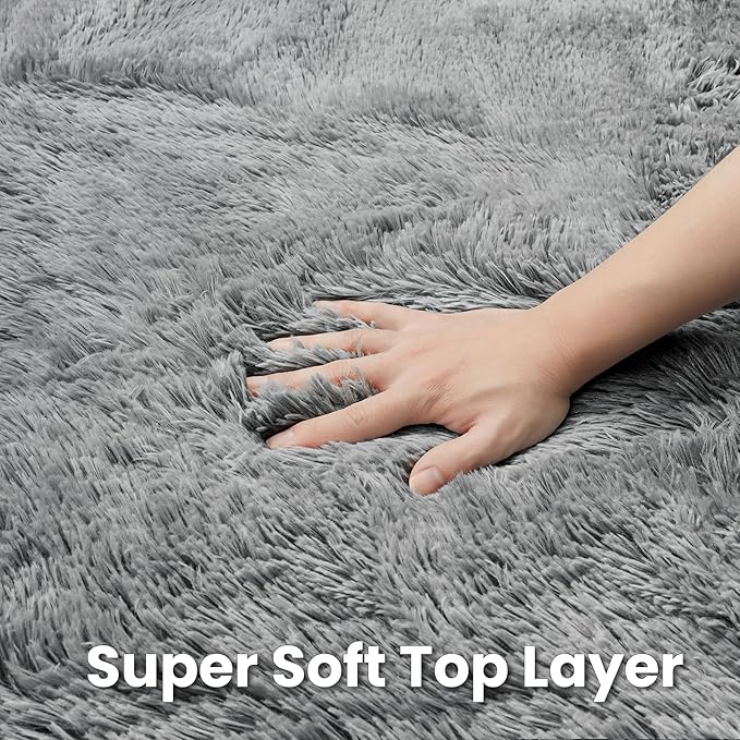 Light Gray Round Fluffy Rug 6ft Plush Fuzzy Shaggy Carpet,Soft Rugs for Living Room for Nursery,Preppy Dorm,Classroom,Playroom,Teen,Baby Home Decor (Light Gray 6"x6")