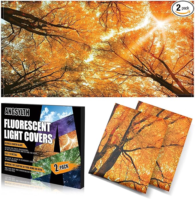 ANGSYLTH 2 Pcs Fluorescent Light Covers - 4 x 2 Feet Covers for Ceiling Lights, Magnetic Light Filters for Classroom, Office, Hospitals, Home