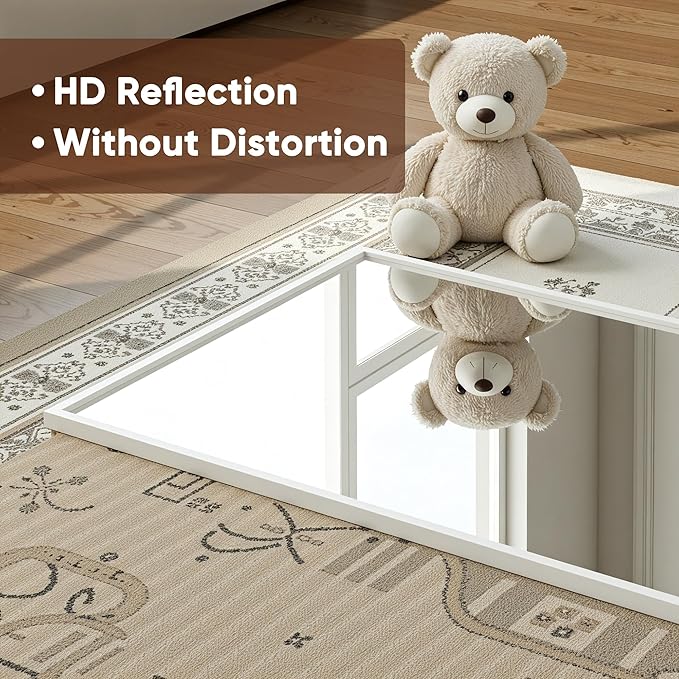 Antok 48''x 14'' Full Length Mirror Over Door, 4-in-1 Standing Leaning Wall Mounted, Adjustable Hanging Mirror for Bedroom Living Room, White, Rect Corner