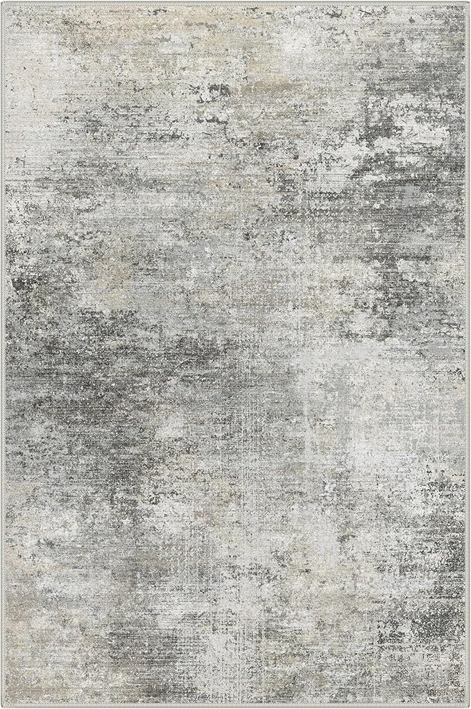 GENIMO 2x3 Rugs for Entryway Entrance, Modern Machine Washable Rug Ultra Soft Indoor Area Rugs 2x3 for Bedroom Kitchen Bathroom, Lightweight Low Pile Carpet with Non Slip Backing, Mist Grey