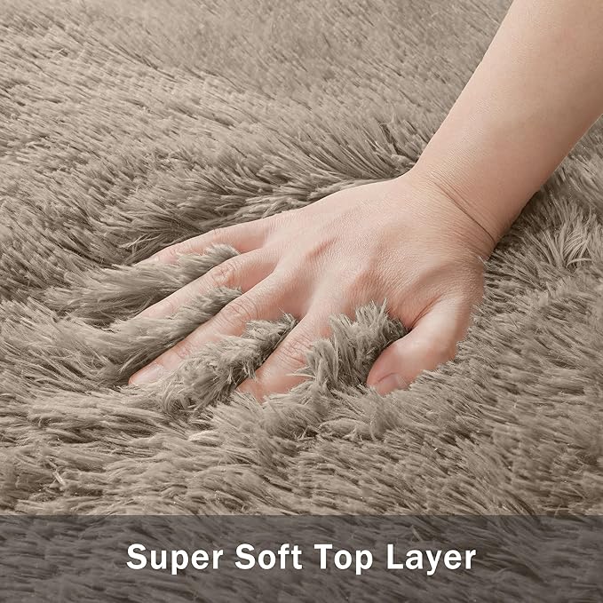 4x6 Area Rug for Living Room:Ultra Soft Fluffy Shag Grey Camel Rugs,Large Fuzzy Plush Indoor Non Slip Carpet Washable Rug for Bedroom Kids Nursery Office Dorm Modern Decor(Grey Camel 4'x6')