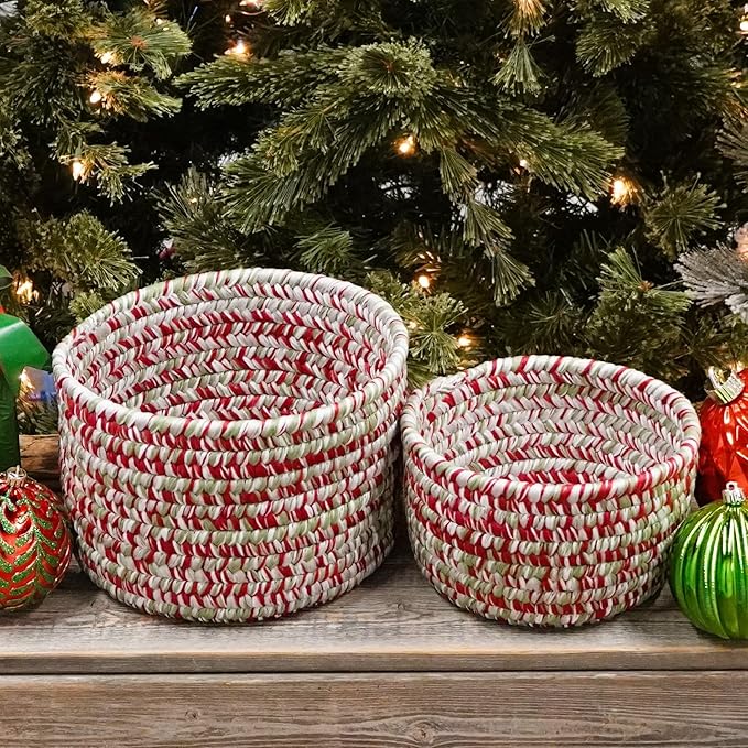 Holiday Tweed Nesting Baskets SET-2 - Holiday Blend