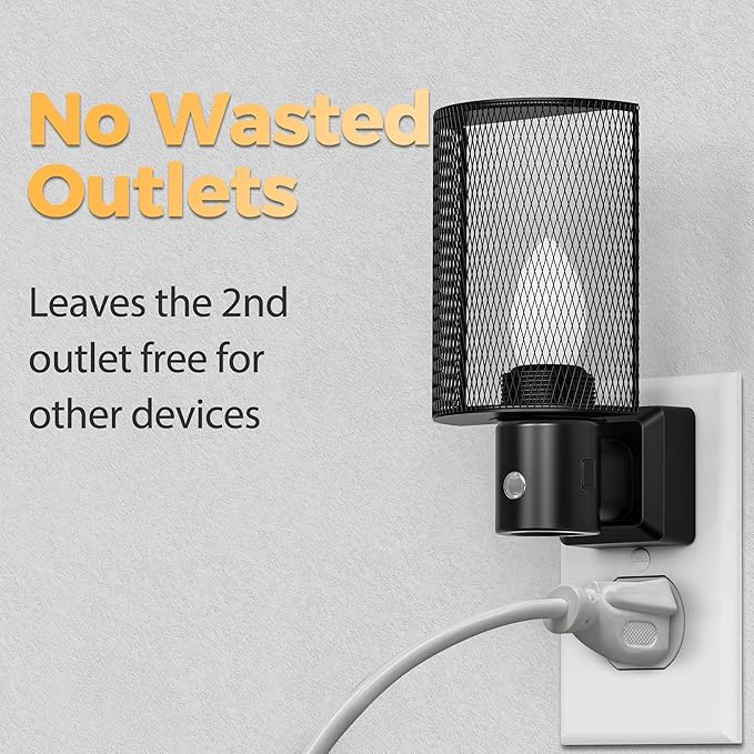 DORESshop LED Night Light Plug in, Night Lights Plug into Wall, Dusk-to-Dawn Sensor, Vintage Farmhouse Decor, 3 Level Brightness Adjustable, Dimmable Nightlights for Adults, Bathroom, Hallway