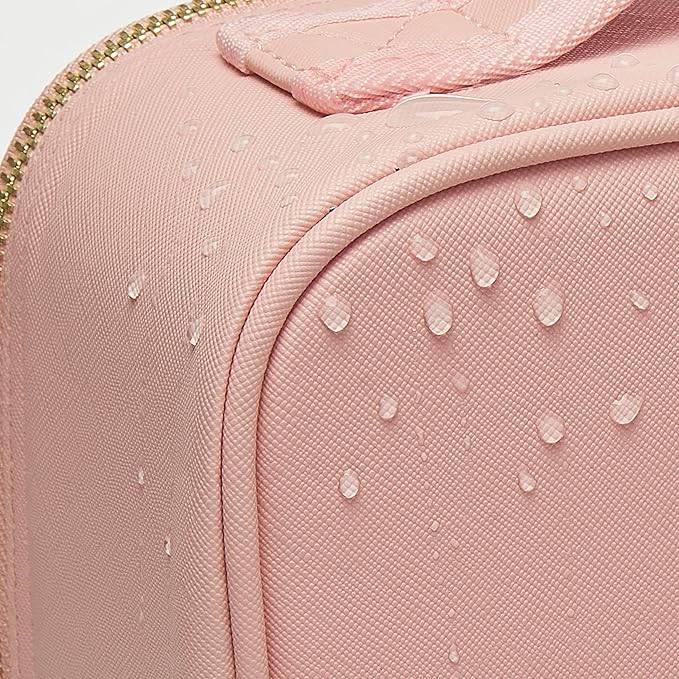 (Case Pink) Portable Travel Case Makeup Organizer Storage Bag Makeup Case Makeup Bag With Led Light Mirror