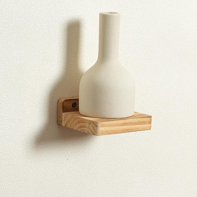 Freezing point Small Floating Shelf for Wall Set of 4 Natural Wood 4Inch Mini Wall Shelves Decor Plant Display Collectibles Mounted Kitchen Bathroom Bedroom Corner Decorative Storage Tiny Stand