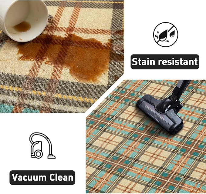 Ruaruarug Area Rug Non Slip Machine Washable Ultra Soft Living Room/Bedroom/Kitchen/Outdoor/Classroom Plaid, 8'×10'