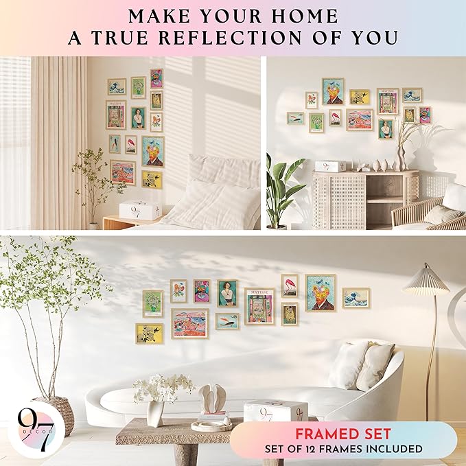 97 Decor Eclectic Home Decor Aesthetic - 16 Pcs Maximalist Decorations Funky Posters, Retro Eclectic Wall Decoration, Quirky Colorful Pictures Gallery Wall Art Prints For Dorm Bedroom Decoration (Unframed)