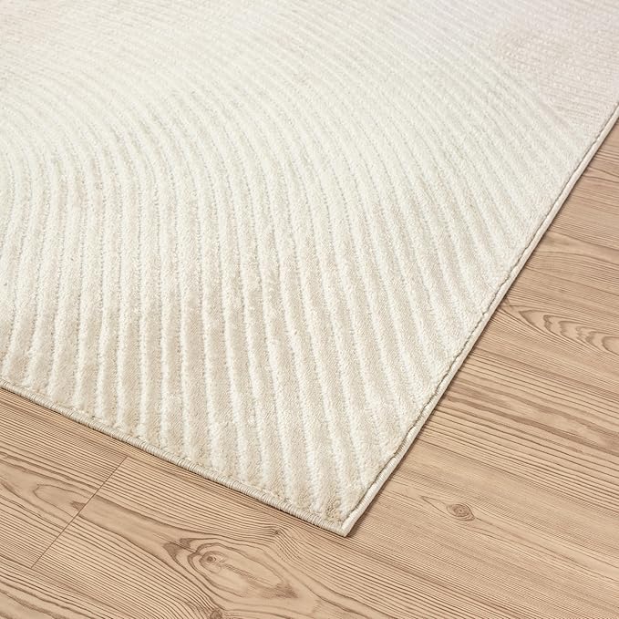 Abani Neutral Beige Area Rug | 9' x 12' Tan Geometric Carpet with Zen Circle Pattern | Rugs for Living Room, Bedroom, Office