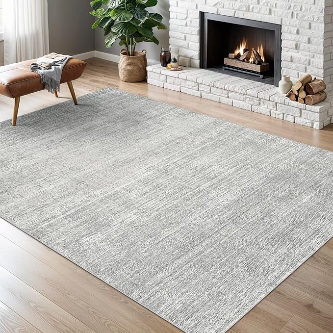 Valenrug Washable Rug 5x7 - Stain Resistant 5x7 Area Rugs for Living Room, Non Slip Backing Printed Rugs for Bedroom, Folable Machine Washable Area Rug (5'x7', Grey)