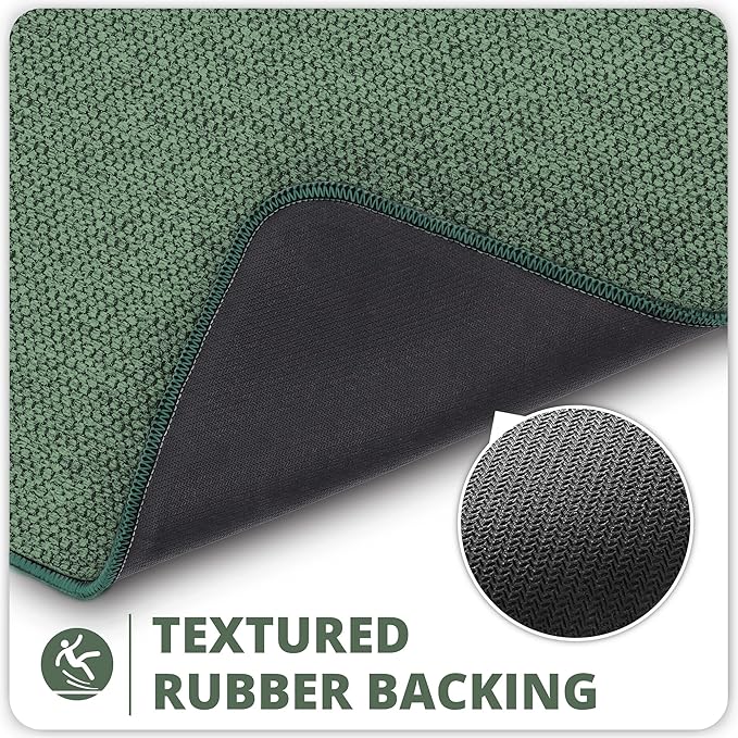 Bosap Bath Mat,Ultra Thin Bathroom Runner Rugs,Large Bath Mats for Bathroom,Quick Dry,Non-Slip,Machine Washable,Low Pile,Bath Rug,Shower Outside,Sink,Home Decor Accessories.Green,3'x4'(36x48inch)