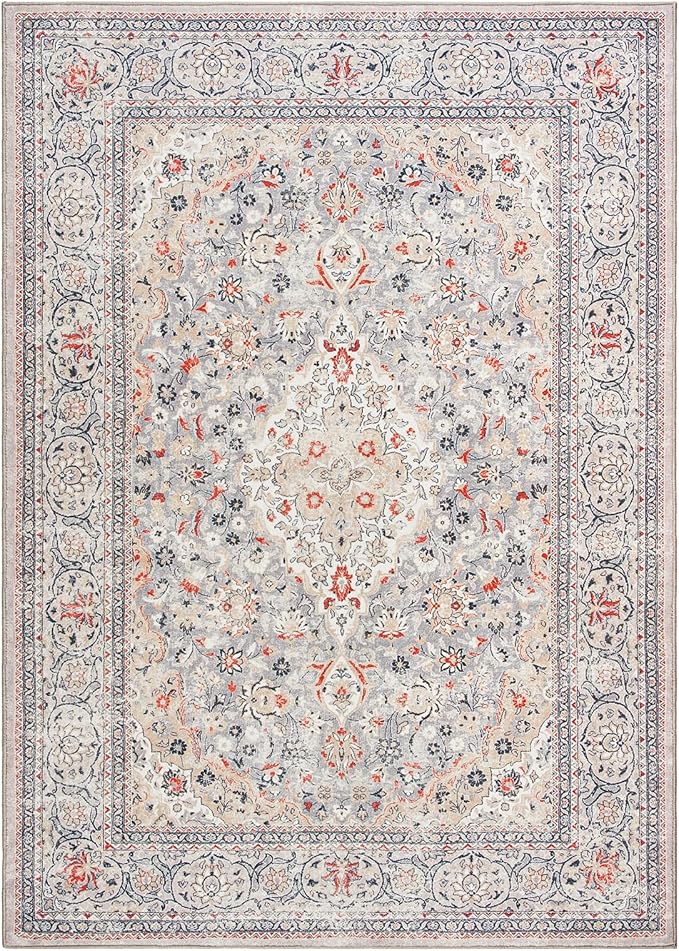 Goideal Washable Rug 8x10, Beige Area Rugs Non Slip, Indoor Low Pile Carpet with Rubber Backing for Living Room Kitchen Bathroom Entryway Office Bedroom