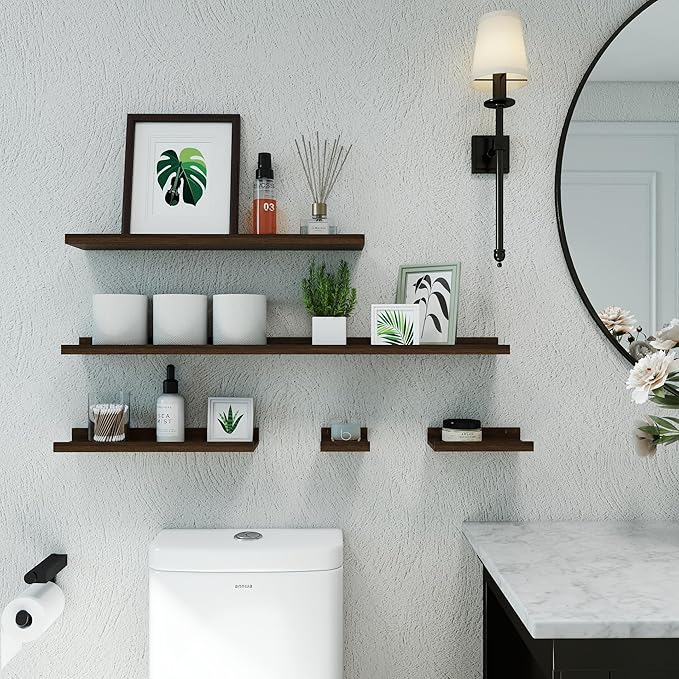 Long Floating Shelves for Wall Decor, Long Wall Mounted Storage Shelf for Bedroom, Living Room, Bathroom, Kitchen, Nursery, Display Picture Ledge Shelf with Lip Set of 2-48 Inches, Black