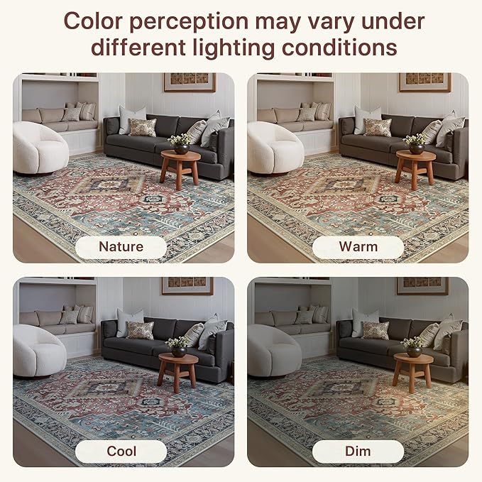 GENIMO 2X5 Washable Vintage Runner Rug for Hallway, Non-Slip Low Pile Chenille Print Rug, Soft Rugs for Indoor Entryway Kitchen Corridor, Indigo & Flush