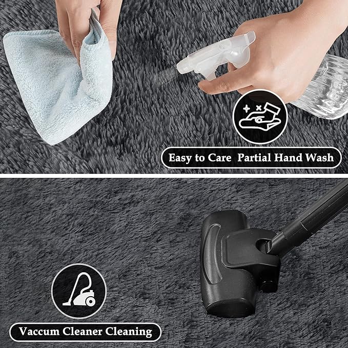 PureCozy 5x8 Area Rug for Living Room, Modern Grey Super Shag Shaggy Soft Washable Indoor Fuzzy Carpet Non-Slip Fluffy Rugs for Bedroom Home Aesthetic Decor