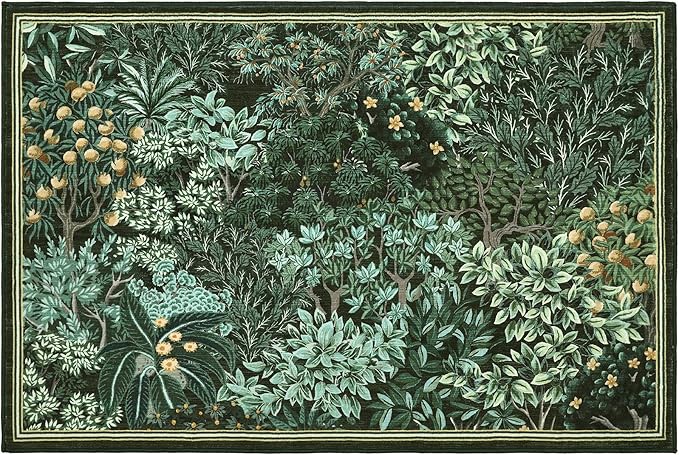 GarveeHome 2x3 Entryway Area Rug Non Slip Front Door Forest Rugs, Washable Indoor Kitchen Floor Mat Soft Low-Pile Stain Resistance Woodland Rug for Farmhouse Bedroom, Green