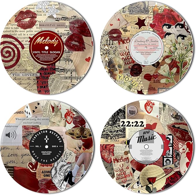 TracyArt Hippie Decor, Posters for Room Aesthetic - Y2K Decorations, Record Decor, 4 Pcs 12"