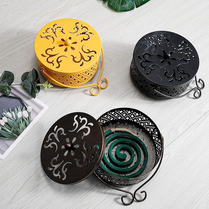 MyLifeUNIT Mosquito Coil Holder, Retro Portable Mosquito Incense Burner for Home and Camping (Bronze)